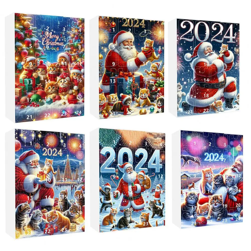 1Pc Kids' Room Christmas Decor Advent Calendar Cute Cartoon Cat Christmas Countdown Calendar Advent for Festive