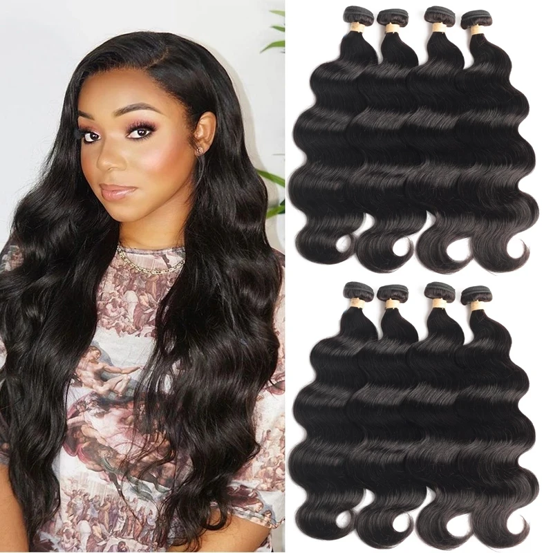 BEAUDIVA Body Wave Bundles Human Hair Brazilian Weaving Natural Black 3 4 Bundles Deal Virgin Hair 30 Inch Raw Hair Extensions