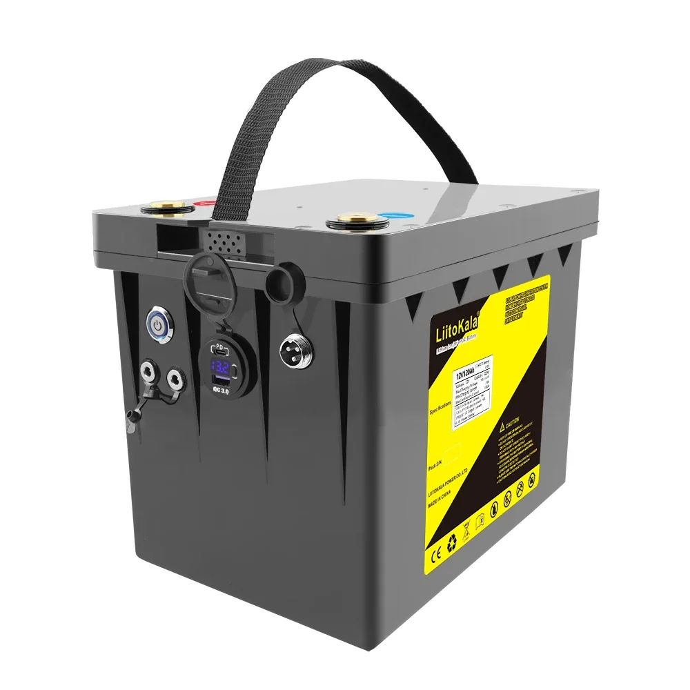 

LiitoKala 12V 120Ah LiFePO4 Battery 12.8V Power For RV Campers Golf Cart Off-Road Off-grid Solar Wind，QC3.0 Type-C USB output