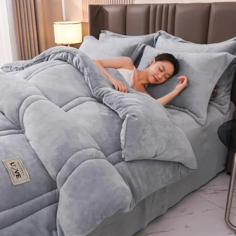 

Winter Household Thickened Flannel Quilt Double Sided Velvet Warm Quilt Single Double Bed Quilt In Student Dormitory Large Size