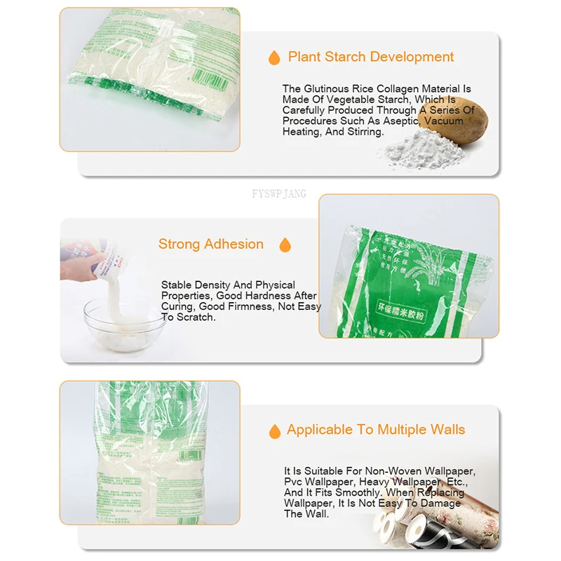 Wallpaper Glue Powder Solid Glutinous Rice Glue Powder Wallpaper Glue Suitable For Wallpaper Wall Sticker Wall Covering Murals Vegetable Starch Gum