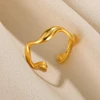 Bagues en acier inoxydable 316L pour femmes, couleur or, anneau ouvert géométrique multicouche, Vintage, étanche, bijoux esthétiques de mariage, cadeau
