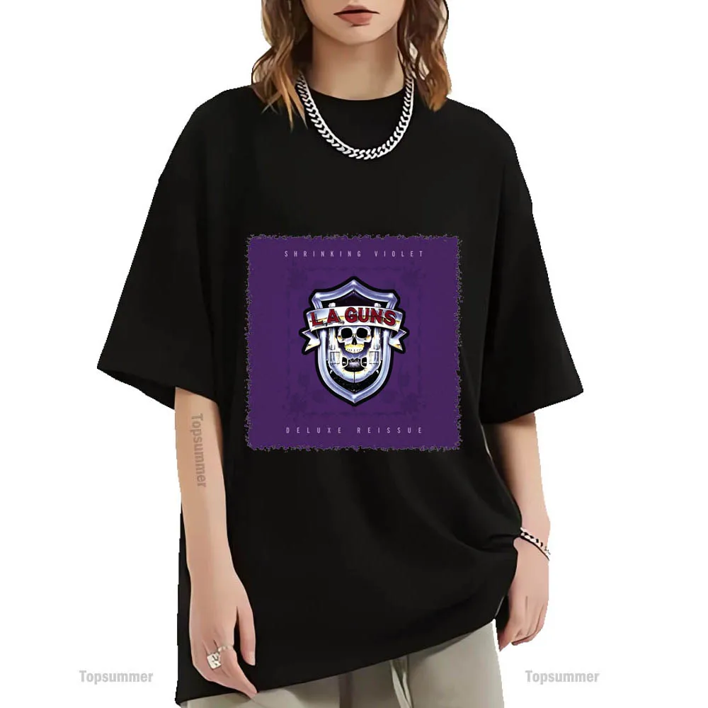 

Усаживающаяся фиолетовая футболка для альбома L.A. Футболка Guns Tour Женская, модная уличная одежда, футболки с графическим принтом, мужские топы с коротким рукавом