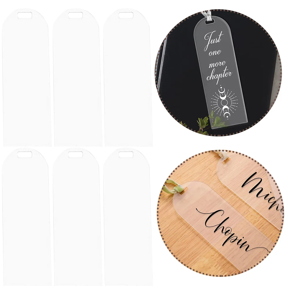 

20 Pcs Transparent Blank Bookmark Bookmarks DIY Acrylic Multi-use Marker Ribbon Bookmarks