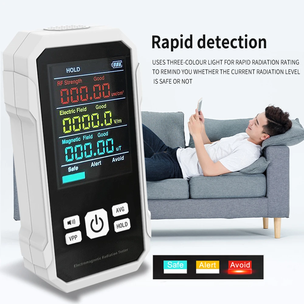 Radiation Detector EMF Meter Tester KKMOON Electromagnetic Radiation Detector Electric Magnetic Field Tester Meter RF Strength Detection Device With Sound Alarm