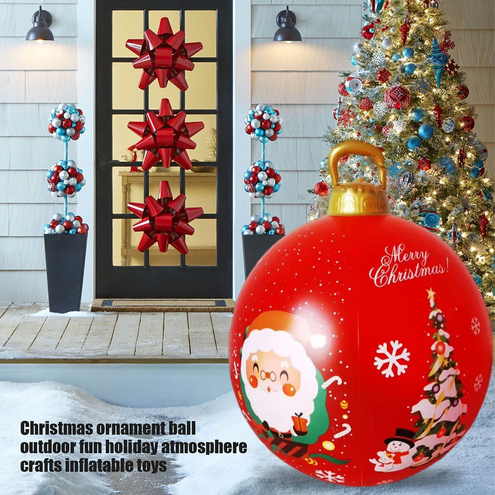 60CM Xmas Decorative Ball Water-Proof Christmas Inflatable Ball Colorful Versatile Indoor/Outdoor Decor