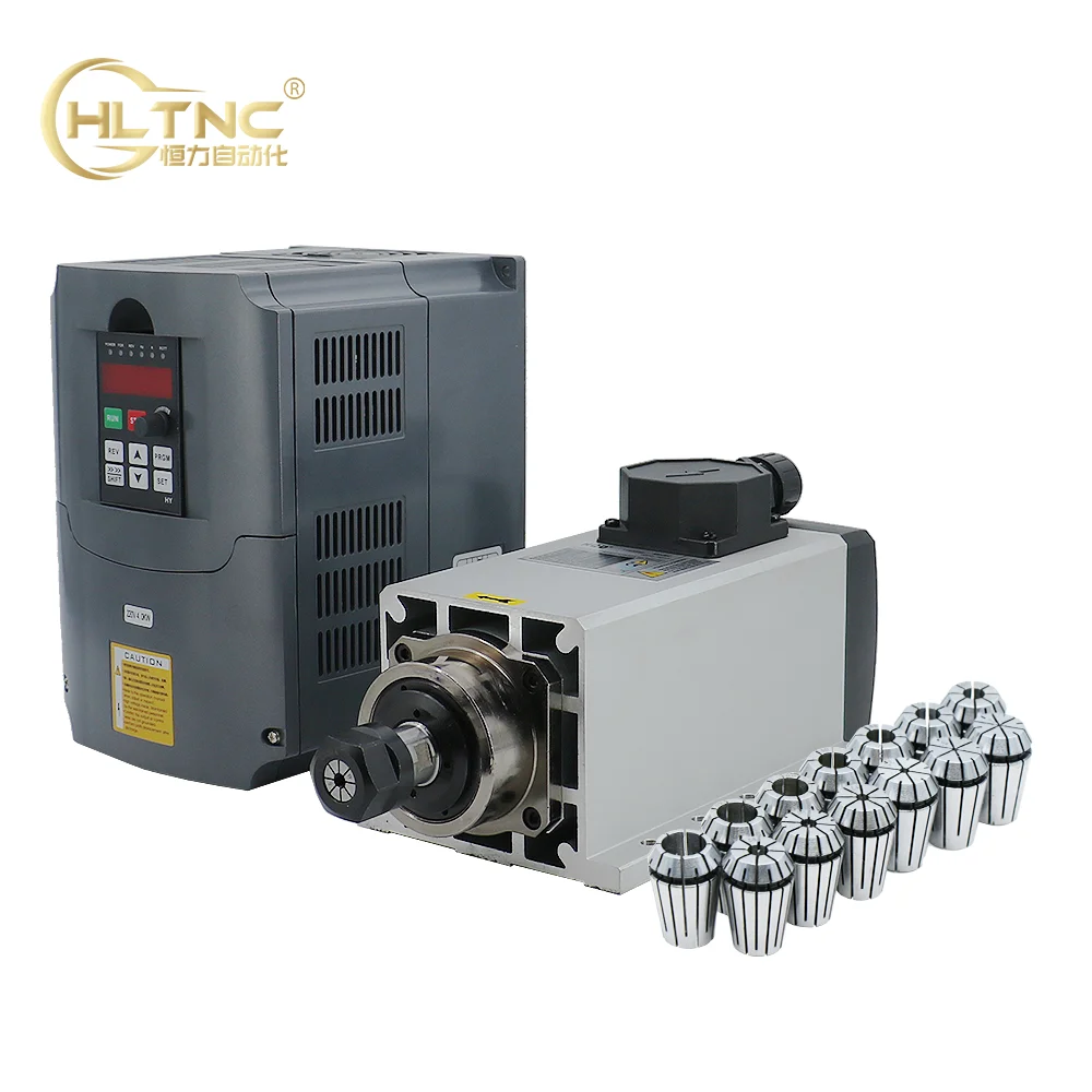 HLTNC 공랭식 스핀들 모터, CNC 조각기용, 세라믹 볼 베어링 및 HY YL 인버터 VFD, 3.5kw, ER20, ER25, 220v, 380v, 4 개
