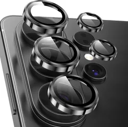 Premium Camera Lens Protector - 9H Tempered Glass with Metal Ring (2 - Pack) - Galaxy S24 (Black)