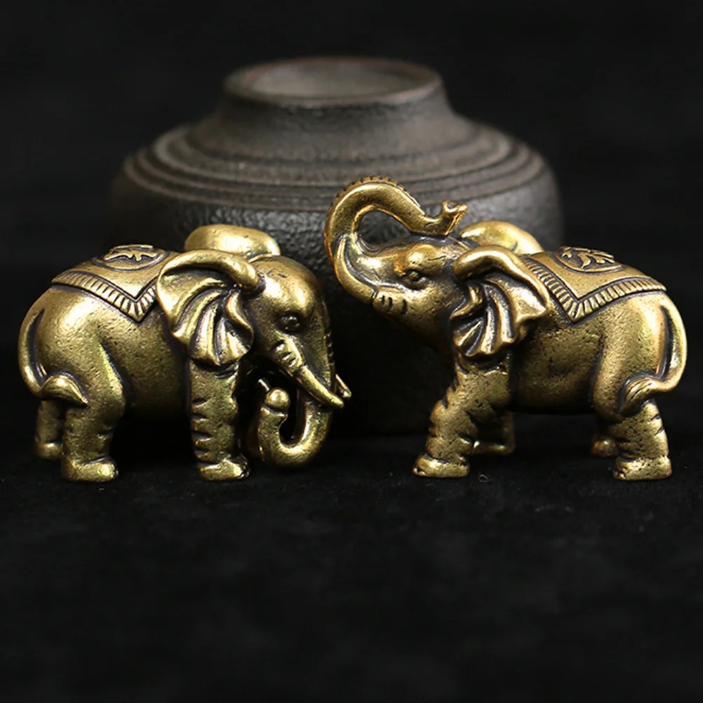 

Elephant Figurines Brass Elephant Statue Miniature Elephant Figures Tiny Elephant Sculptures Office Desktop Bookshelf
