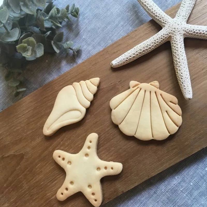 DIY Ocean Animals Cookie Cutters With Plunger Stamp Plastic Baking Mold Fish Whale Starfish Turtle And More Shape Biscuit Molds cookie cutter cookie mould