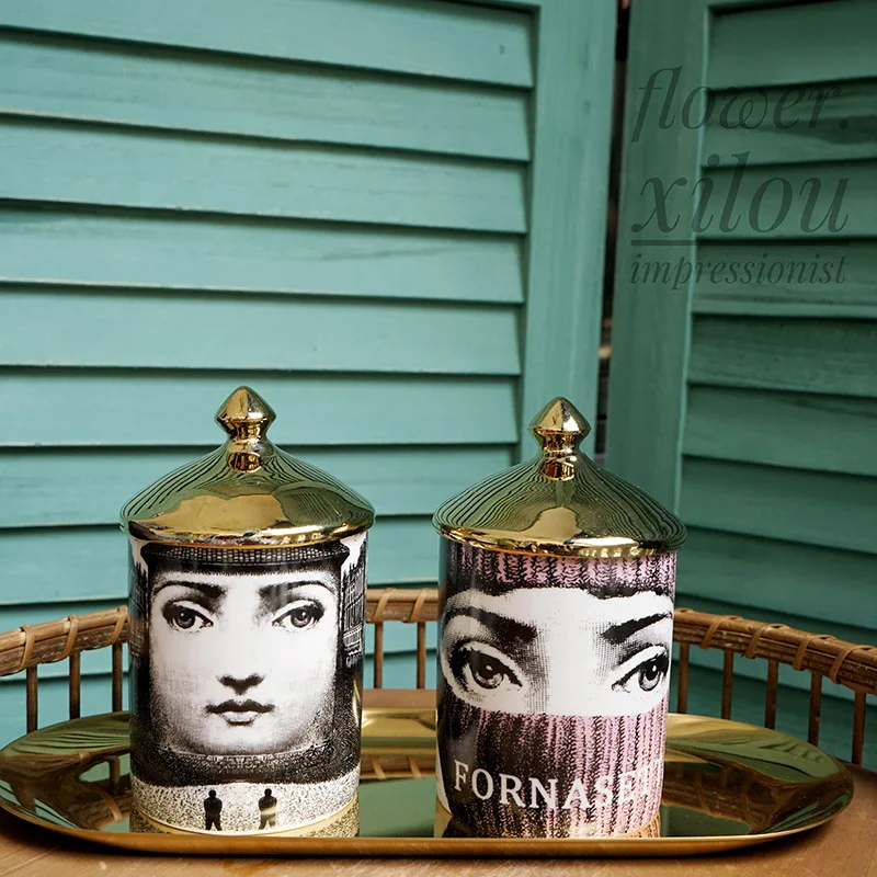 Candle Holders Storage Jar Empty Lady Face Style Storage Cup DIY Candle Holder Jar Beauty Dressing Brush Pen Box Ceramic Tin Flower Vase Bottle Gift