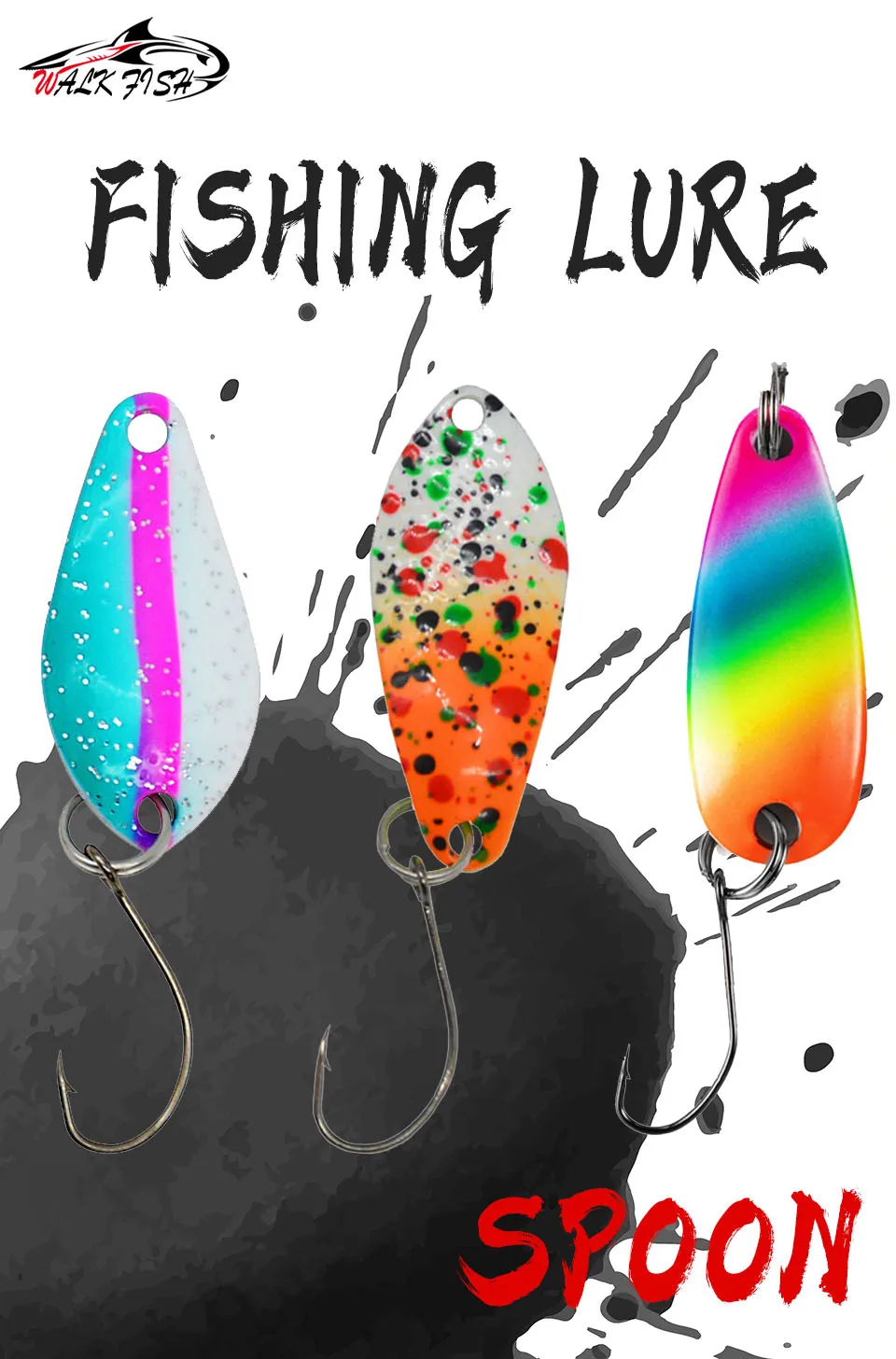 Description Picture 2 of itemWALK FISH 1PCS Trout Spoon Bait 2g 3g 3.5g Metal Fishing Lure With Single Hook Hard Bait Lures Trout Perch Chub Salmon