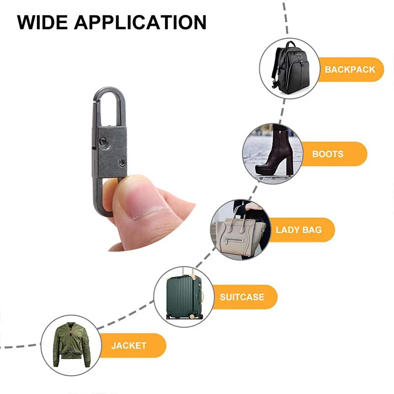 Zipper Heads Zipper Accessories 2pcs Detachable Zipper Head Spring Buckle Double-Ended Movable Port S-Shaped Adjustable Buckle Keychain Luggage Clothing Zipper