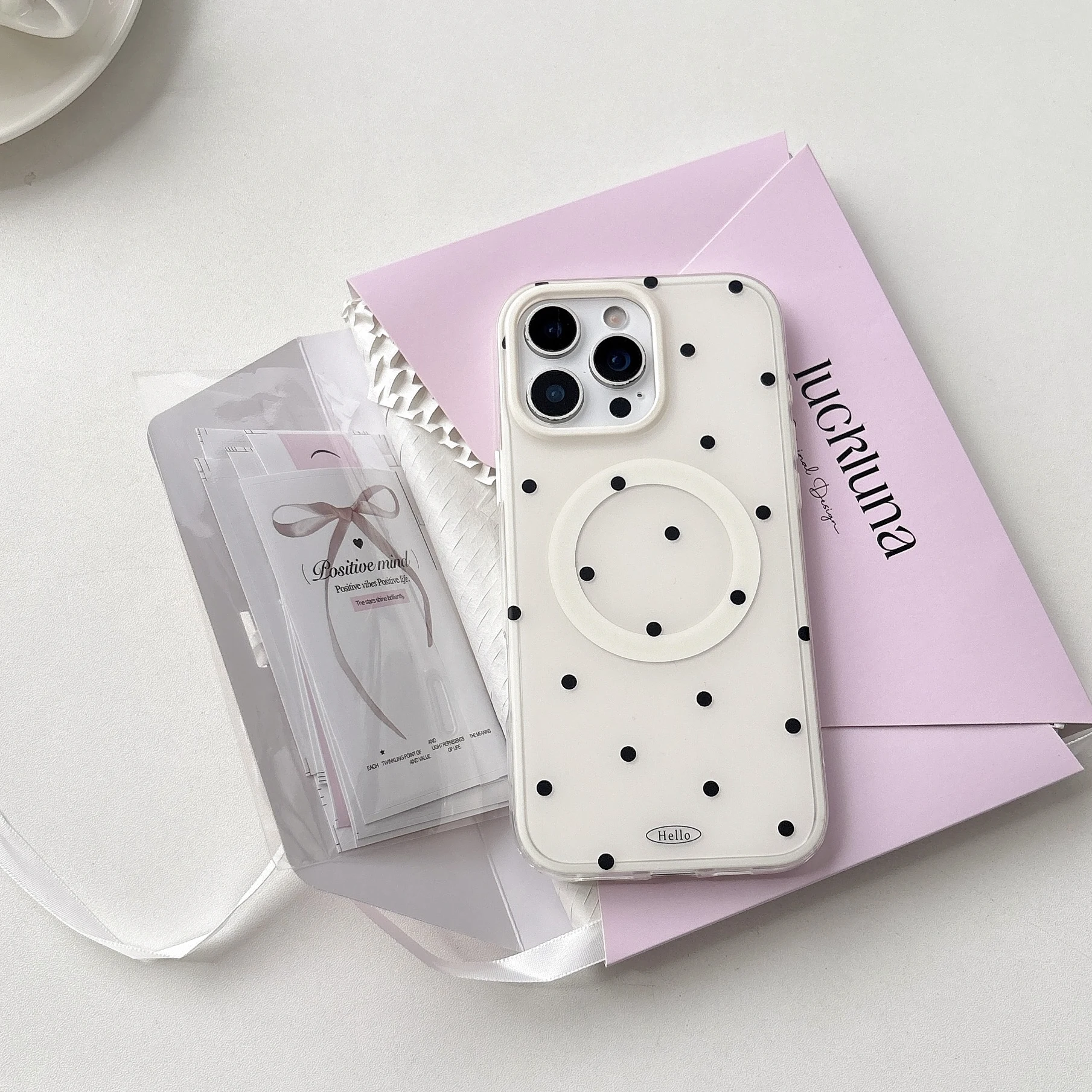 Polka Dots Magnetic Phone Case For iPhone 14 15 16 17 Pro Max Hybrid Cover 2