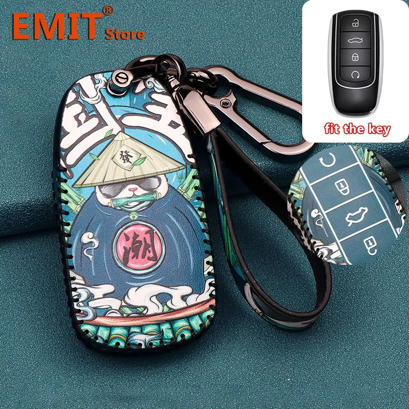 Leather Car Key Case for Chery Omoda C5 Tiggo 8 Pro 8plus New 5 Plus 7pro Keychain Bag Shell Remote Protection Cover Accessories