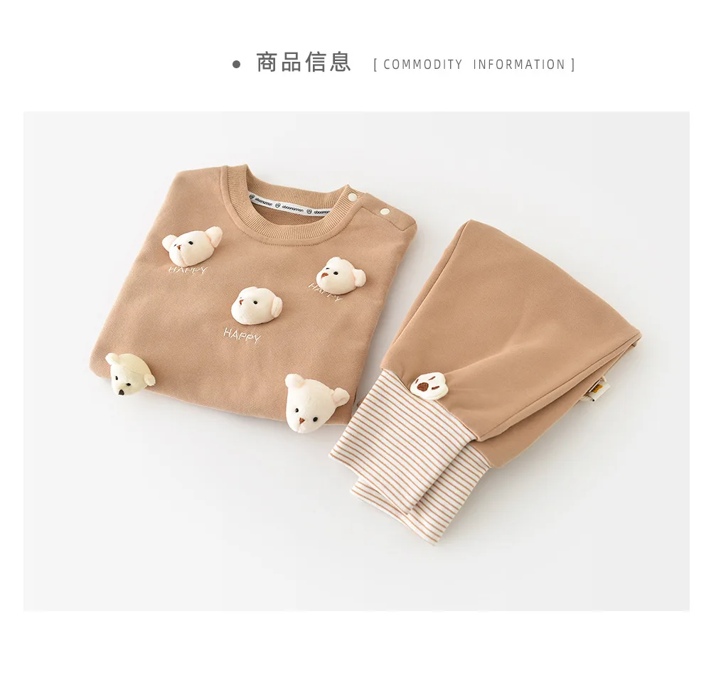 Description Picture 2 of itemBaby Clothing Set 2025 Spring New Five Bear Head Boy's Suit Newborn Cartoon Two-piece Set Sweater+pant