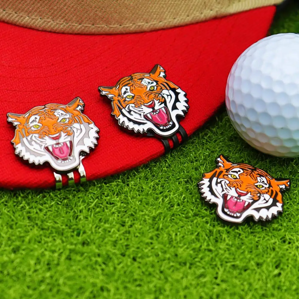 Tiger Golf Ball Marker with Hat Clip Magnetic Golf Markers Metal Ball Marker Hat Clip Golfing Sun Visor