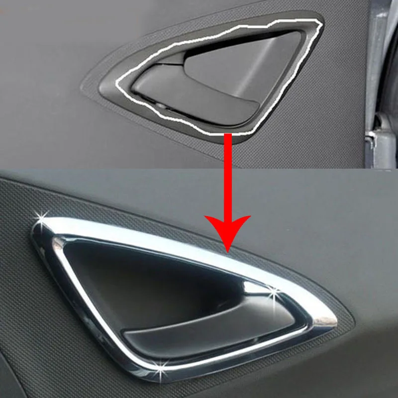 Chevrolet Sail 2010-2014 용 4pcs 내부 도어 핸들 라이트 커버 프레임 스티커 스파크 AVEO ABS