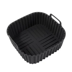 Durable Silicone Air Fryer Liner - 8 - Inch Square, Reusable and Easy to Clean (Black)