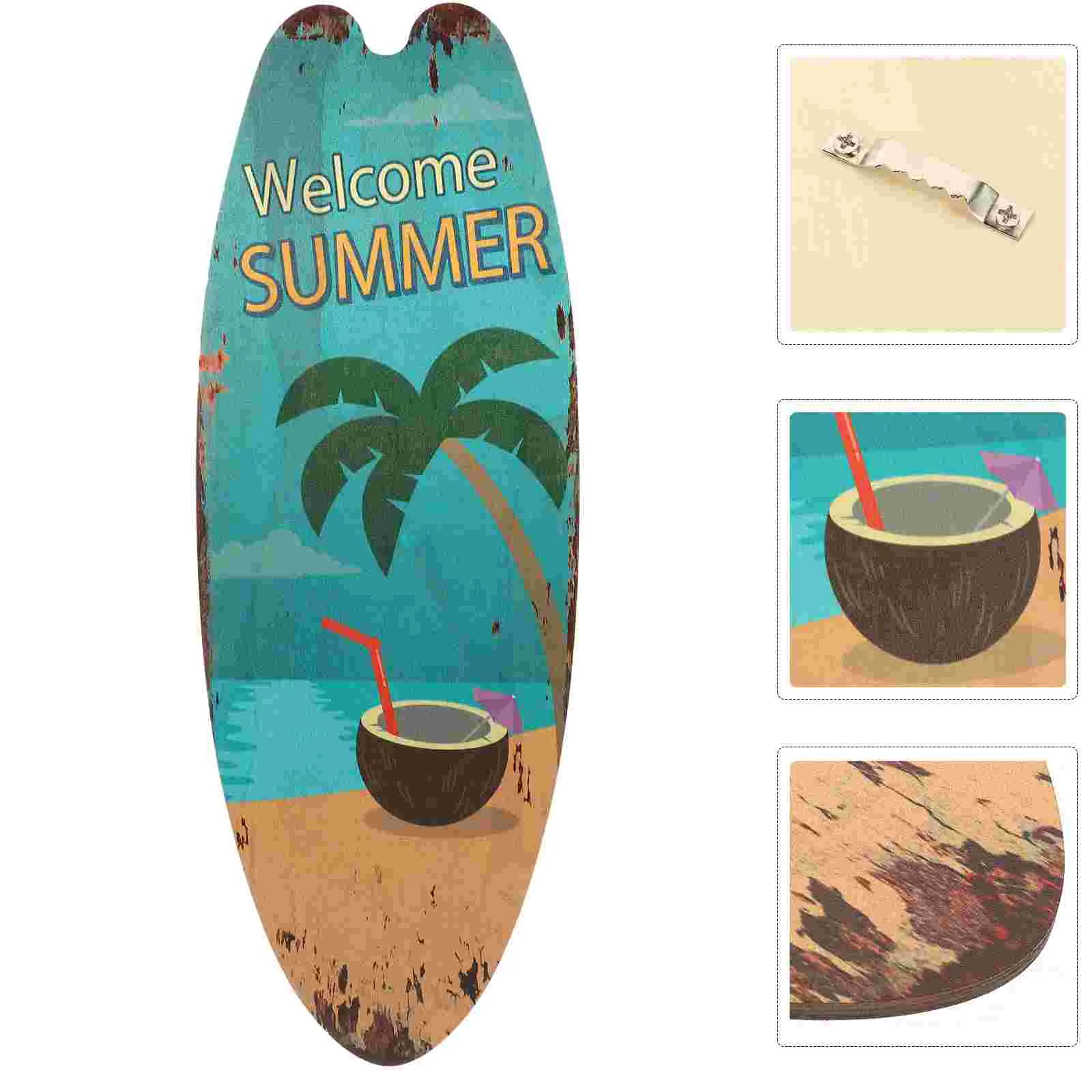 

Surfboard Wooden Sign Summer Home Decor Ocean Theme Ornament Bathroom Plaque Decorative Wall Craft Beach Vacation Bar
