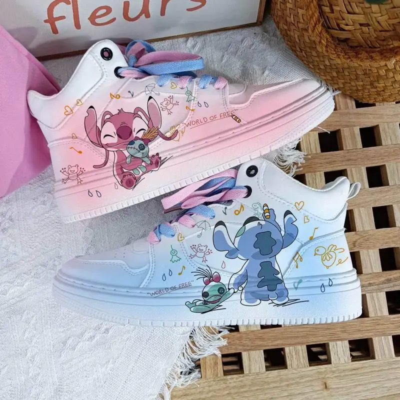 

Кроссовки Kawaii Lilo & Stitch High-Top дышащие Стич кроссовки Повседневная дышащая доска женская обувь Детские повседневные кроссовки подарок
