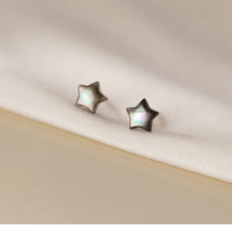 Modian Ohrstecker aus massivem 925er-Sterlingsilber, einfache Muschelperle, Sterne, für Damen, klassische Ohrstecker, feiner Modeschmuck, Geschenk – Detail 5