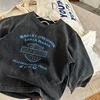 2025 New Spring Letter Printed Toddlers Kids Europe Style T-shirts Long Sleeve Loose denim Tops Style Baby Children Casual Tees 2
