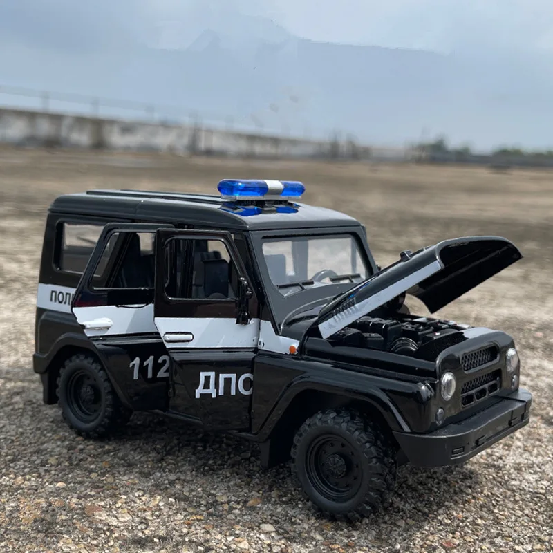 新しい UAZ ハンター合金車モデルダイキャスト金属警察オフロード車車