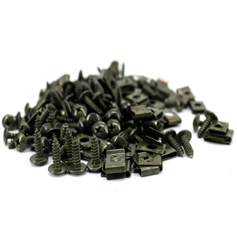 M4 M5 Motorcycle Car Scooter ATV Moped Ebike Plastic Cover Metal Retainer Self-tapping Screw and Clips 20/10 Sets