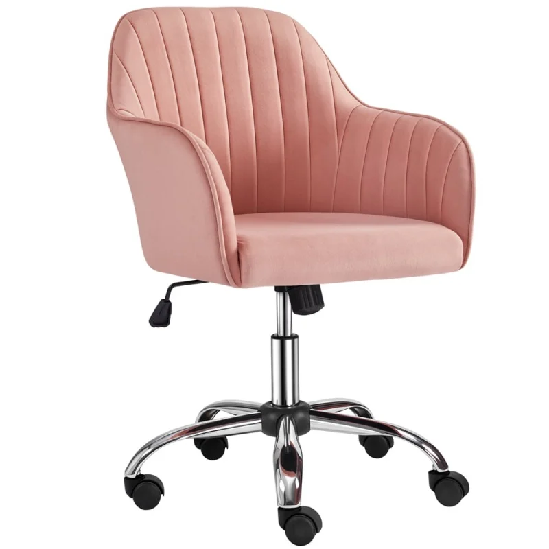 

Alden Designs Velvet Mid-Back Task Chair with Armrests, Pink
