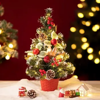 20/30/40cm small Christmas Tree with lights Party Decorations Artificial Christmas Tree Children DIY Handicraft 2025 New Year Gift 1