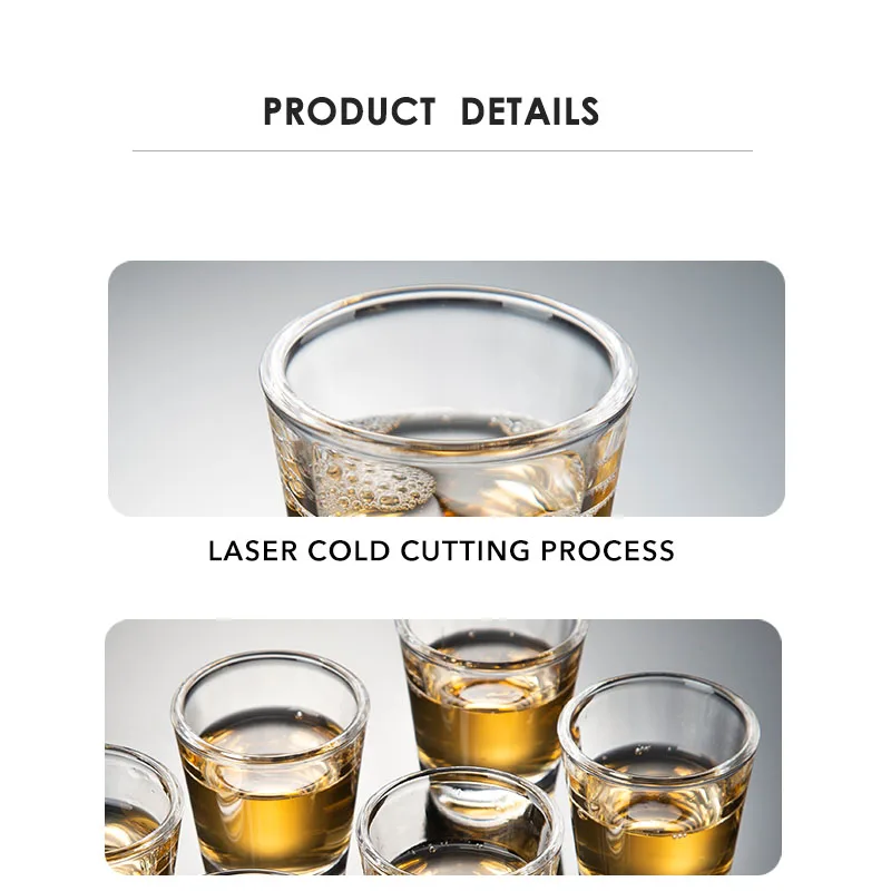 6er-Pack 1,5-Unzen-Schnapsgläser-Set, Kristall-Schnapsgläser, große, klare Kegel-Schnapsgläser für Wodka, Tequila, Whiskey, Likör, Bierkrüge, Tasse – Detail 11