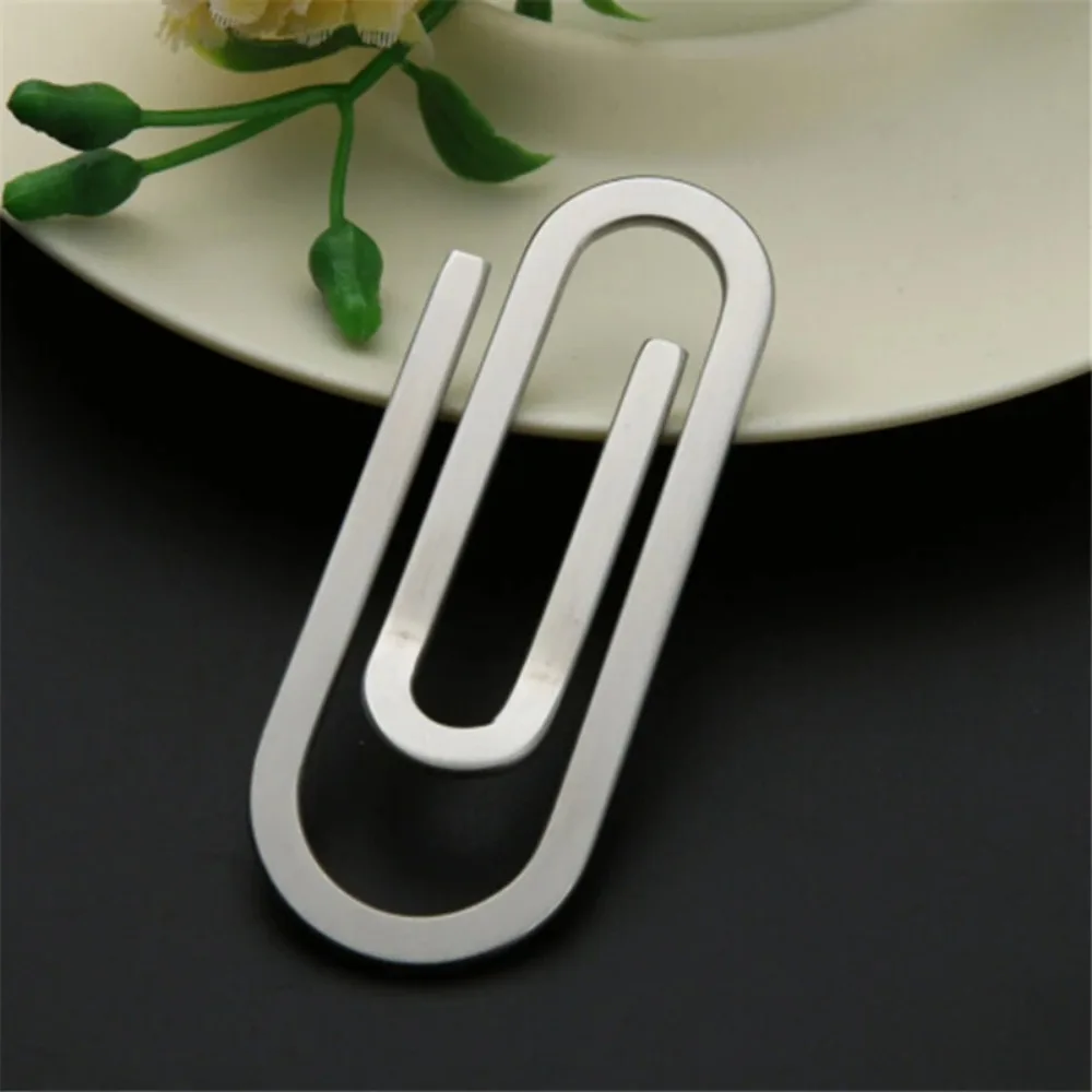 Creative Stainless Steel Metal Money Clips Paper Clip Holder Folder Banknote Clip Silver metal money clip