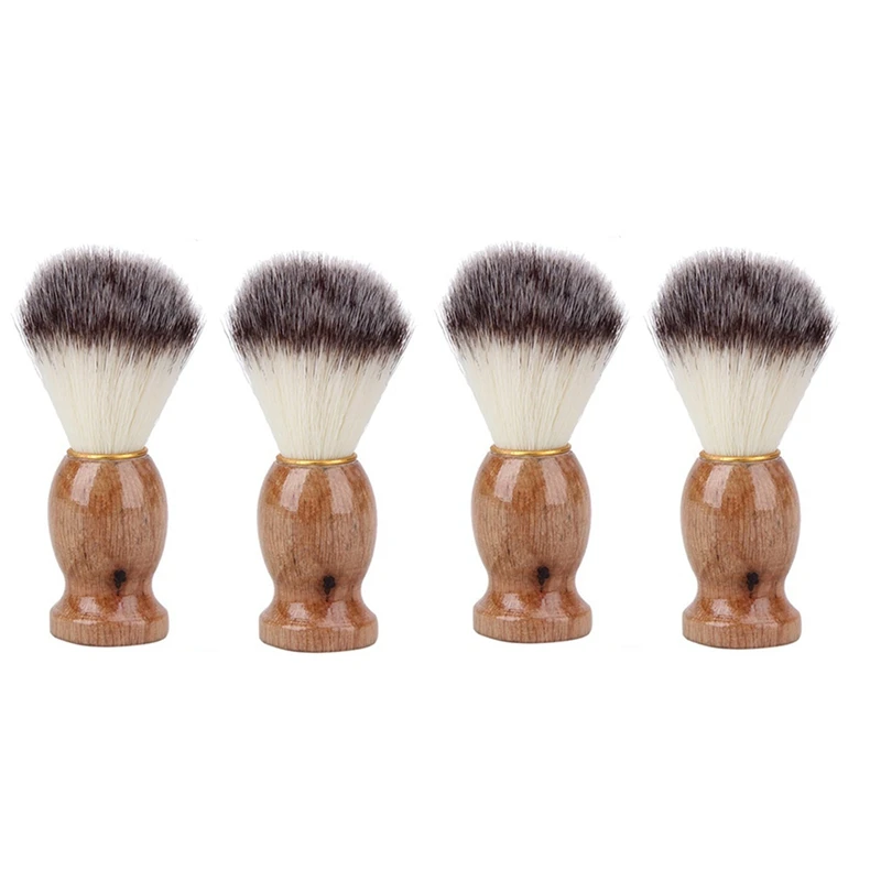 

4Pcs Badger Hair Men's Shaving Brush Salon Men Facial Beard Cleaning Appliance Shave Tool Razor Brush With Wood Handle