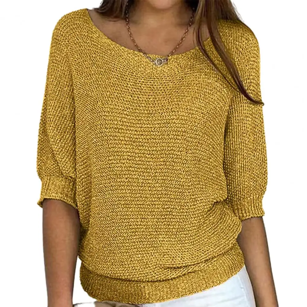 

Women Solid Color Sweater Cozy O-neck Knitting Sweater for Women Loose Fit Pullover Tops Autumn Winter Solid Color Knitwear