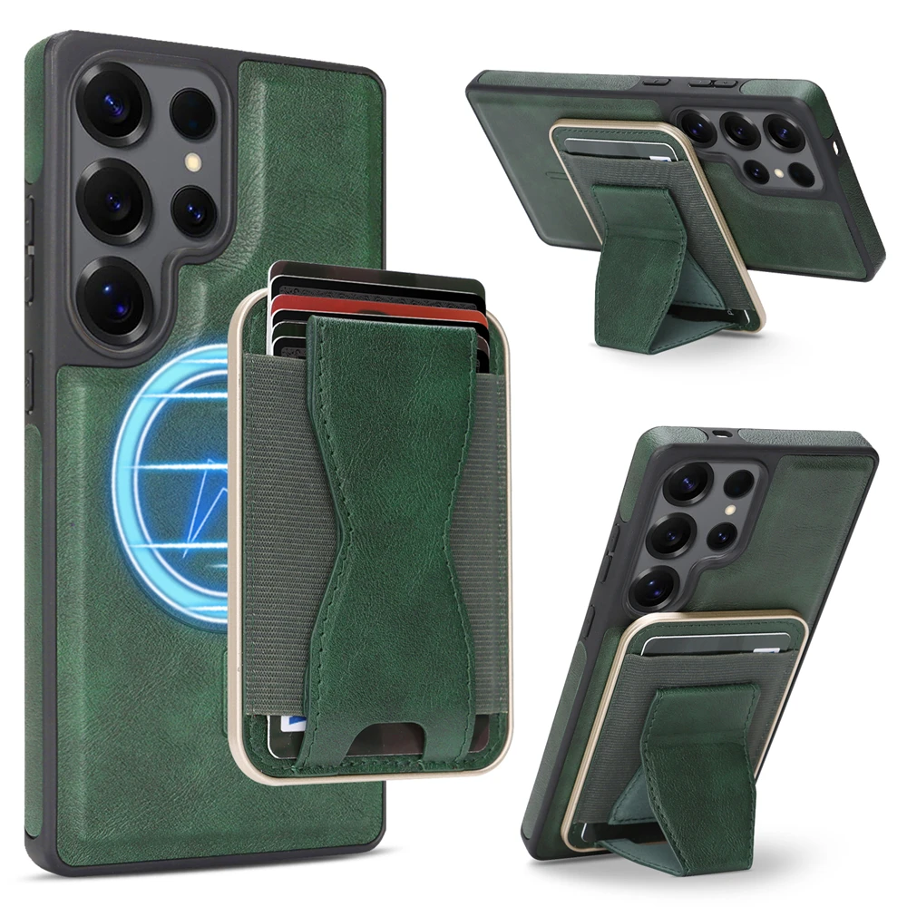 Leather Detachable Magnetic Card Slot Wallet Case with Magsafe Shockproof Cover