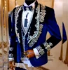 Luxury Metallic Beaded Velvet Wedding Suits For Men Customized Groom Tuxedos Male Prom Blazers Terno Masculinos Completo 2
