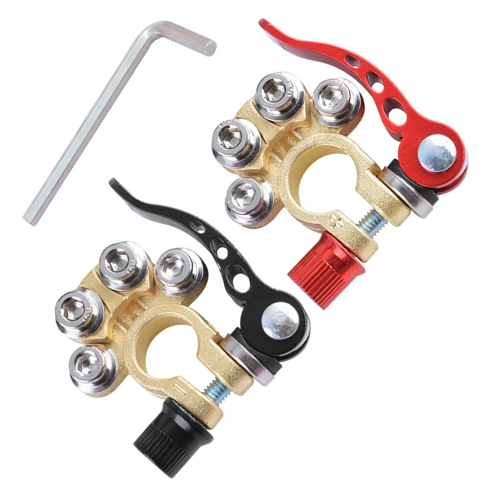 

2 Pcs Pile Head Universal Terminal Connector Brass Clamp Car Power Protector Cable