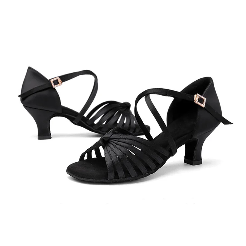 CLYFAN Quality Women's Silk Satin Latin Dance Shoes Professional Ballroom Salsa Pratice Performance Dacing Shoes 4