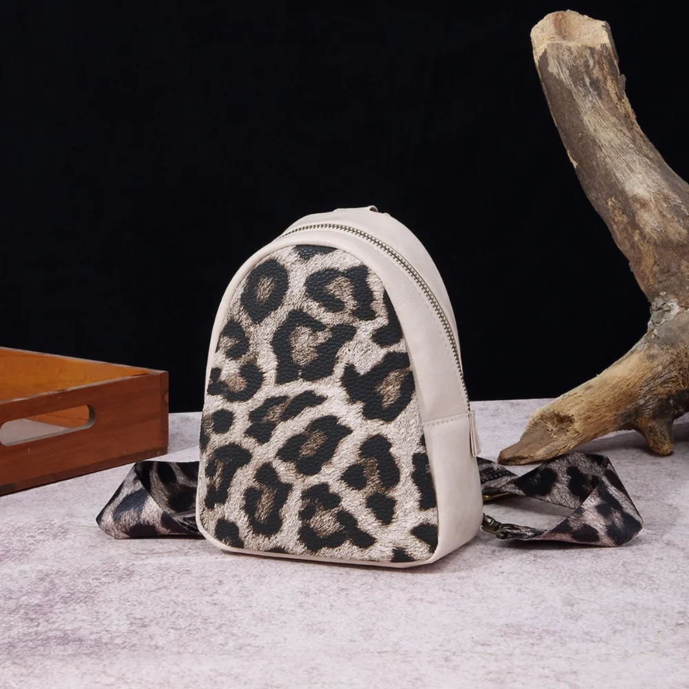 Leopard PU Leather Convertible Backpack Crossbody Bags Women Fashion Vintage Sling Bag Female Casual Versatile Mini Backpack