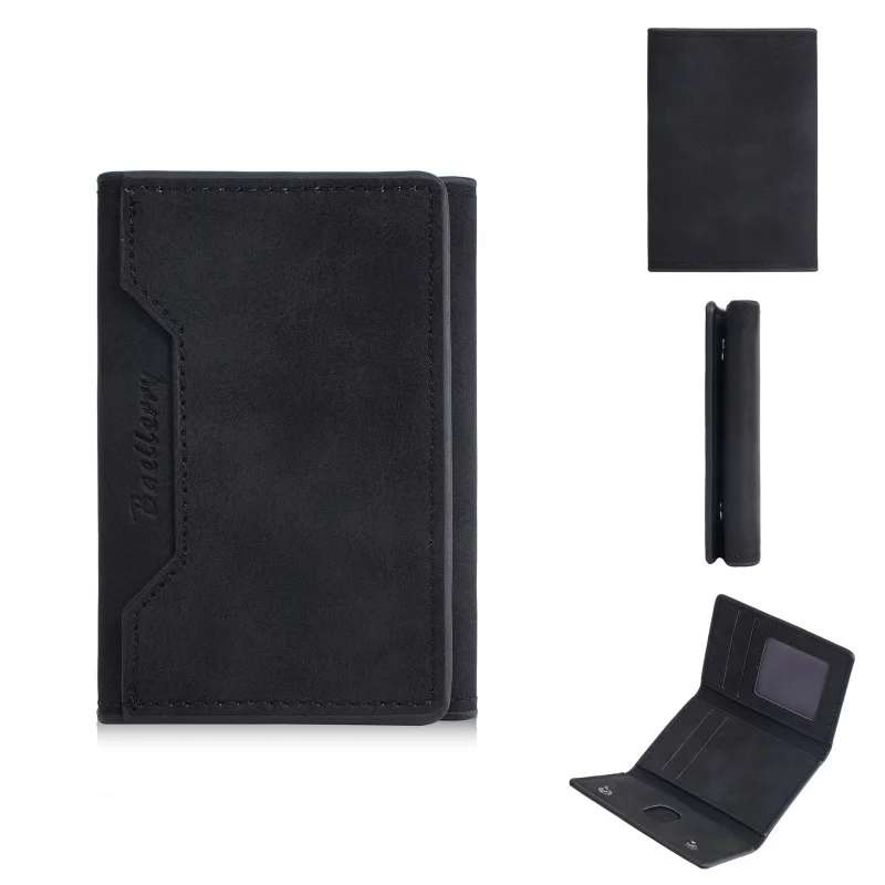 New Men's Multi Card Holder Tri Fold Matte PU Wallet Thin Design