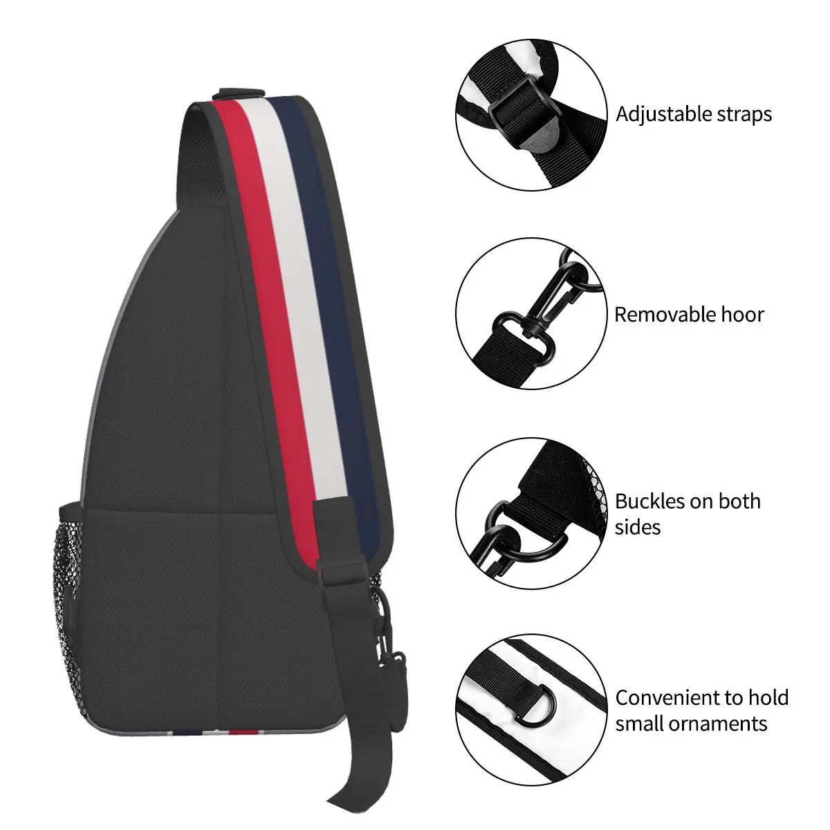 Thom-Stripes Red White Navy TB Sling Chest Bags Crossbody Shoulder Backpack Outdoor Sports Daypacks Fashion Bag 5