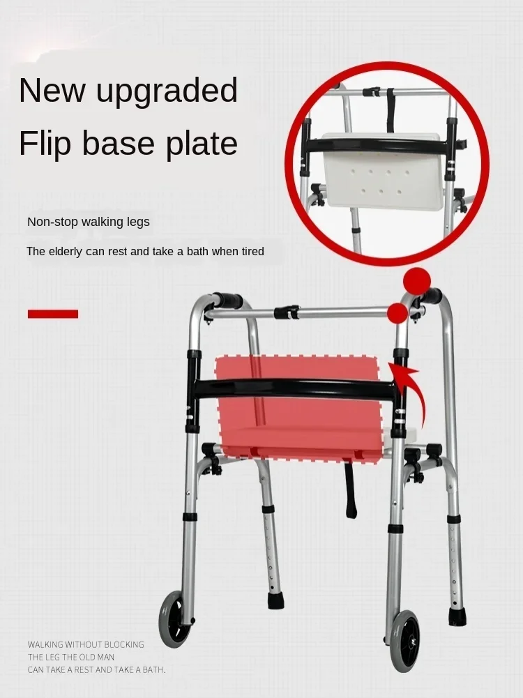 MultiFunction Walker for Elderly  DualUse Rehabilitation Travel Walking Stick with Seat and Durable Trolley Mobility Aid Chair 3