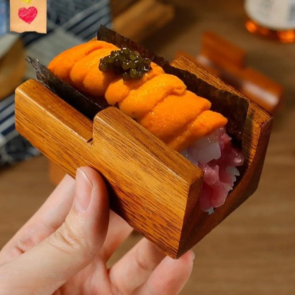 U자형 호두나무 초밥 받침대 일본식 부드러운 질감의 성게 받침대 초밥 보트 두꺼운 초밥 나무 트레이 호텔용