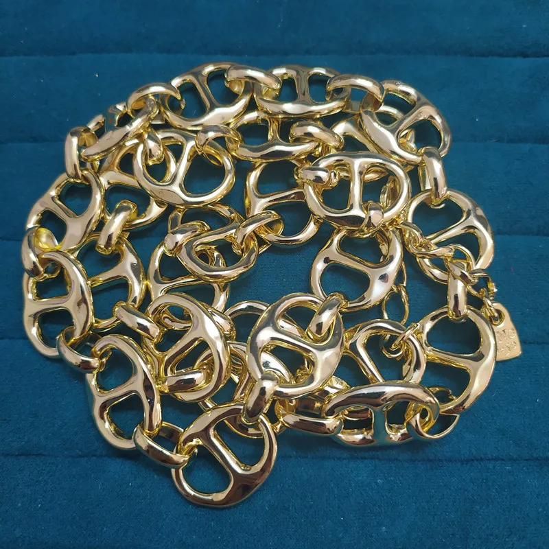 MAY new bead necklace silver buckle fashion belt logo wholesale European fashion gifts