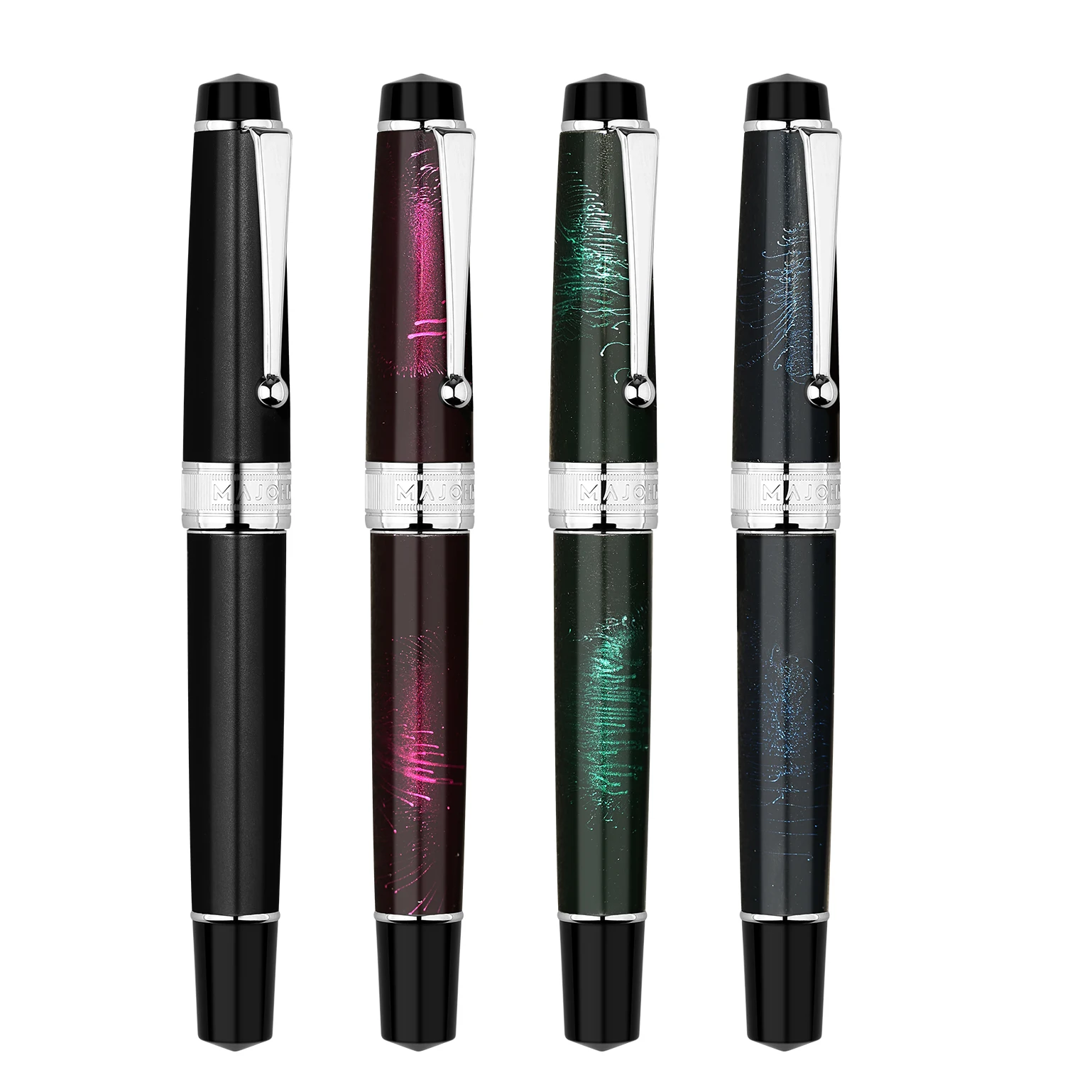 Beautiful MAJOHN T5  Piston Fountain Pen Metal Fireworks Iridium EF/F/M Large-Capacity Storing Writing Office Gift Pen