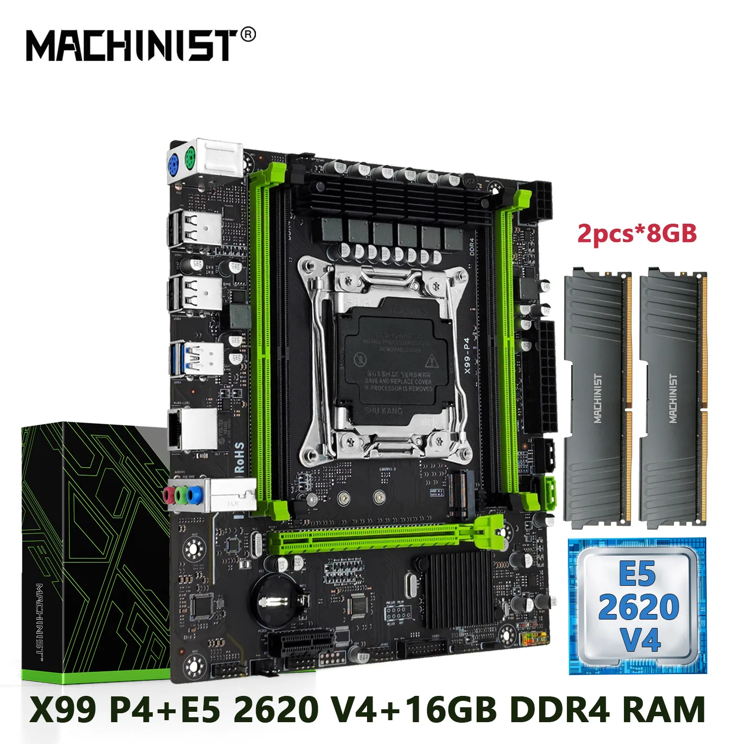 Machinist motherboard set kit p4 x99 lga 2011 3 xeon e5 2620 v4