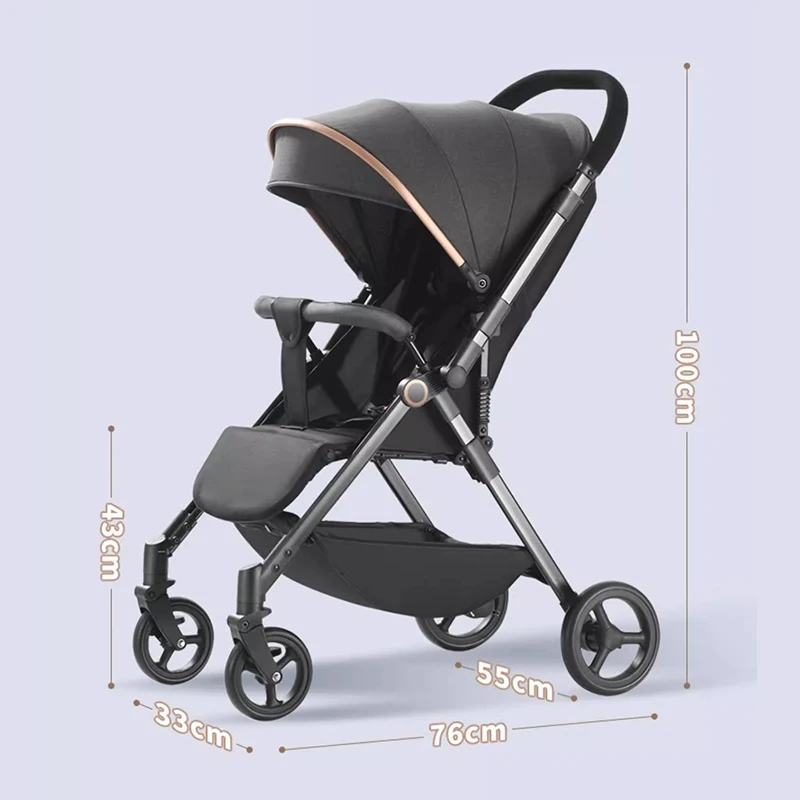 0-3 Years Old Newborn Baby Strollers Two-way Implementation of Can sit and Lie Portable One-button Folding Child strollers