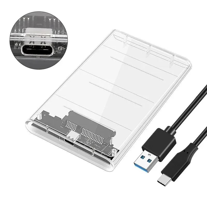 Transparent 2.5-Inch USB 3.0 External Hard Drive Enclosure