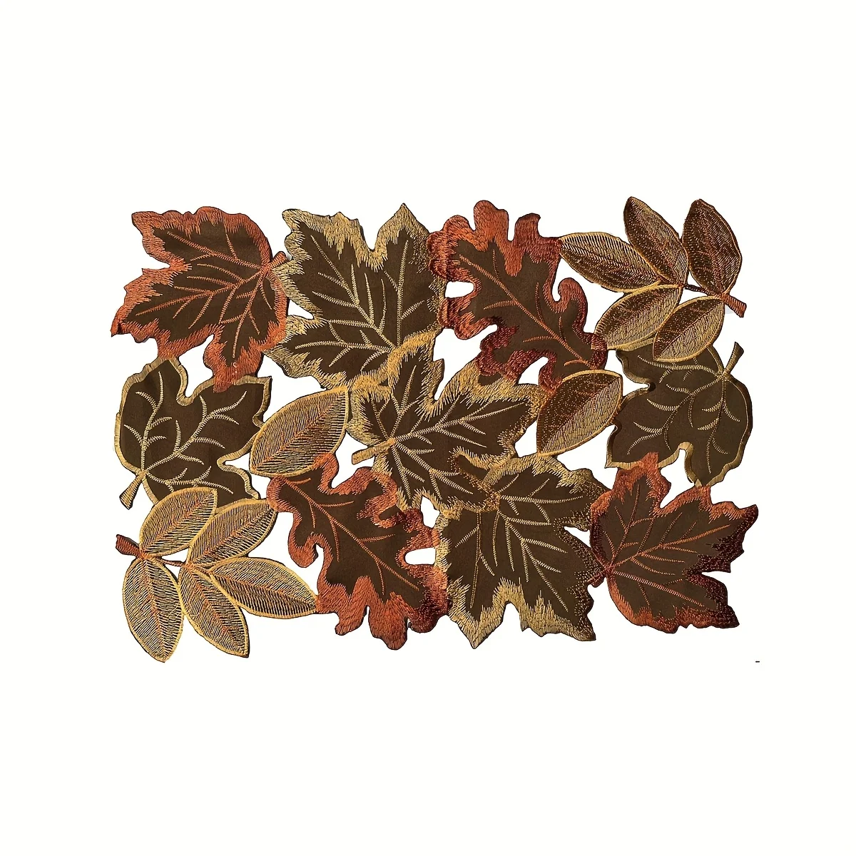 1 قطعة مفرش طاولة مطرز من أوراق القيقب الخريف ، تص...